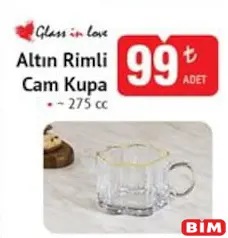 GLASS İN LOVE ALTIN RİMLİ CAM KUPA 275 CC indirimli fiyat GLASS İN LOVE ALTIN RİMLİ CAM KUPA 275 CC fiyat ve kampanya bilgisi